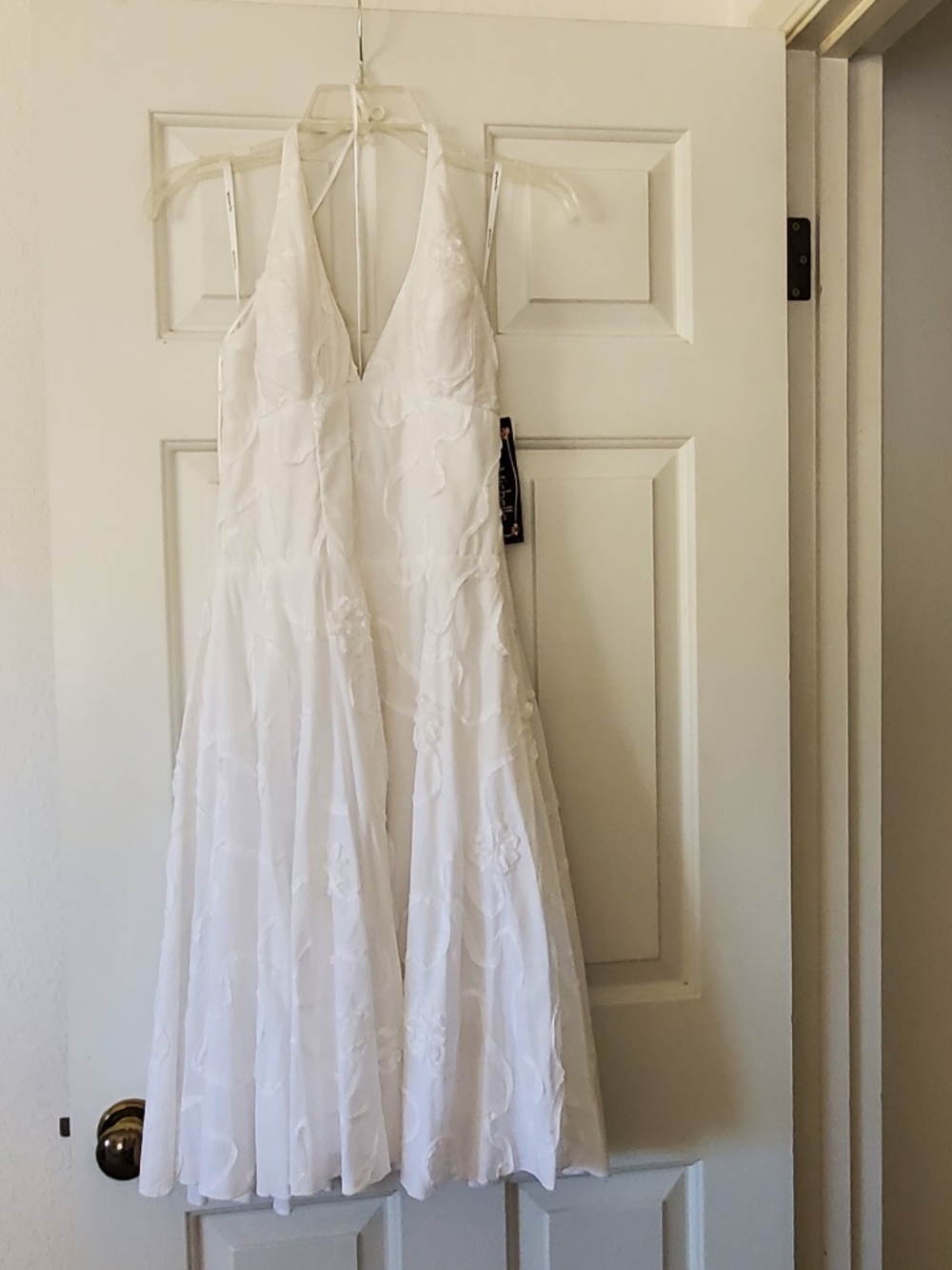 My Michelle Vintage White Halter Empire baby Doll Midi Dress 7 NEW